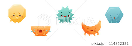 Geometric Shape Character with Different Face Expression and Emotion Vector Set 114852321