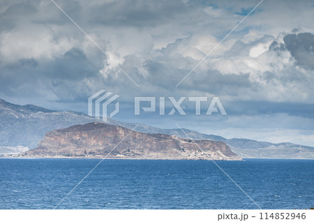 View of Monemvasia island in Greece View of Monemvasia island in Greece 114852946