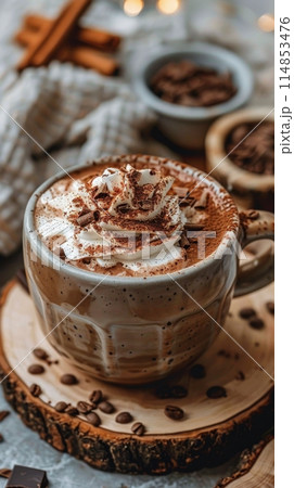 Close Up of a Cup of Hot Chocolateのイラスト素材 [114853476] - PIXTA