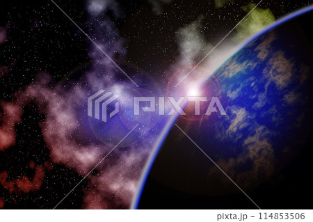 宇宙と地球のイメージイラスト 114853506