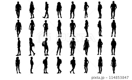 Silhouette people set on white background vector illustration. Collection group adult figure and business shape flat portrait character Silhouette people set on white background vector illustration. Collection group adult figure and business shape flat portrait character 114853847