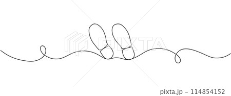 Shoe print icon drawn with one continuous line. Single line frame with shoe print. Vector editable line illustration. Shoe print icon drawn with one continuous line. Single line frame with shoe print. Vector editable line illustration. 114854152