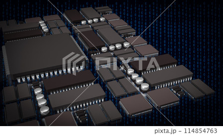 The Ic and pcb Board for technology or it concept 3d rendering. 114854763