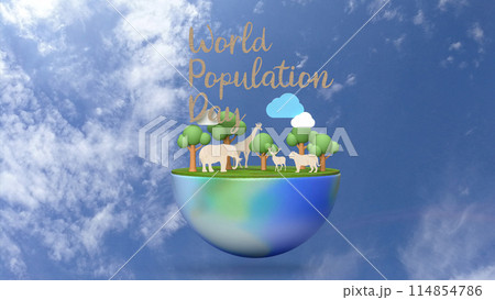 The World Population Day and earth for Holiday concept 3d 114854786