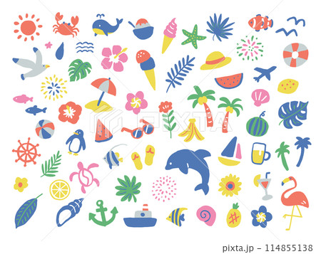 夏と海のかわいいアイコンイラストセット 114855138