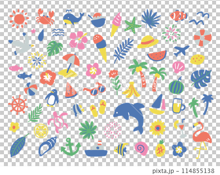 夏と海のかわいいアイコンイラストセット 114855138