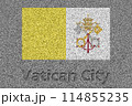 石板の上に描かれたバチカンの国旗と、掘ったような「Vatican City」の文字 114855235