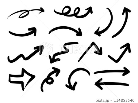 ペンの手書きの矢印セット_黒 114855540