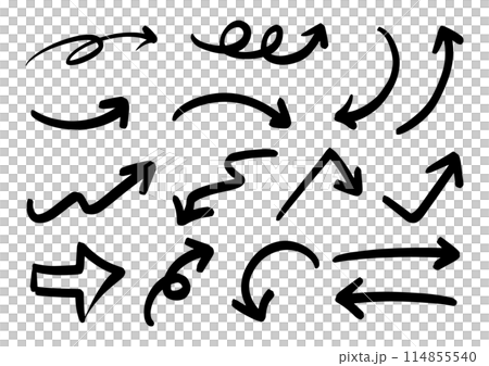 ペンの手書きの矢印セット_黒 114855540