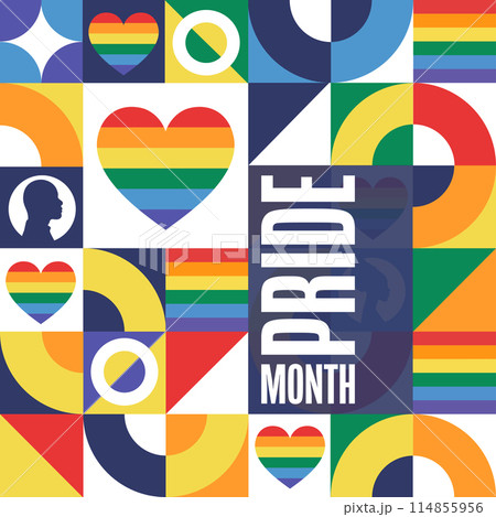 Happy Pride Month. LGBT. June. Holiday concept. Template for background, banner, card, poster with Happy Pride Month. LGBT. June. Holiday concept. Template for background, banner, card, poster with 114855956