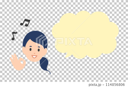 A set of a woman making an OK sign and a speech bubble [People vector illustration material] 114856806