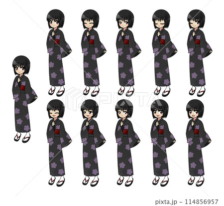 浴衣を着た女性のベクターイラストセット 114856957