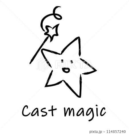 魔法を使う流れ星のイラスト 手描き風のシンプルなモノクロの線画のイラスト 魔法を使う流れ星のイラスト 手描き風のシンプルなモノクロの線画のイラスト 114857240
