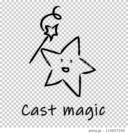 魔法を使う流れ星のイラスト 手描き風のシンプルなモノクロの線画のイラスト 魔法を使う流れ星のイラスト 手描き風のシンプルなモノクロの線画のイラスト 114857240
