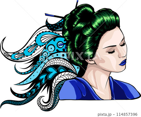 asian head woman Geisha vector illustration design asian head woman Geisha vector illustration design 114857396