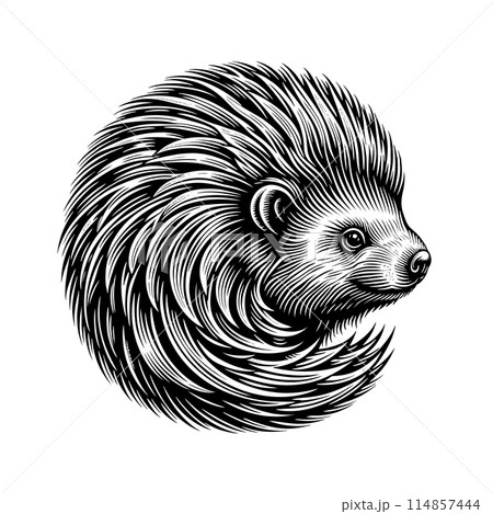 Circle porcupine vector illustration isolated on white BG 114857444