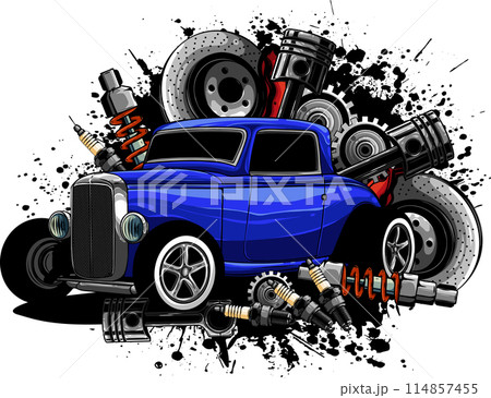 draw of hot rod car vector illustration design 114857455