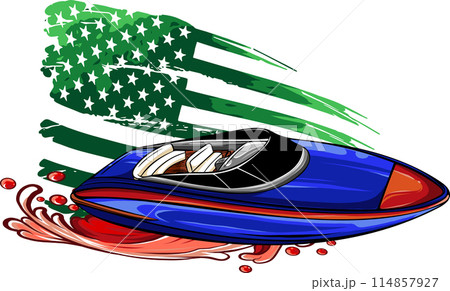 illustration of Speedboat flat vector isolated design 114857927
