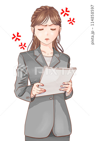 スーツ　OL　説明　怒る 114858597