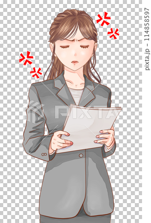 スーツ　OL　説明　怒る 114858597