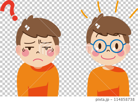 Illustration of a boy with glasses Illustration of a boy with glasses 114858738