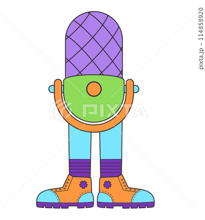 Audio microphone character two legs arcade broadcast singing podcast Audio microphone character two legs arcade broadcast singing podcast 114858920