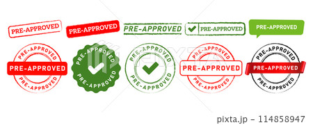 pre approved rubber stamp seal badge label sticker sign for accepted consented authorized qualified 114858947