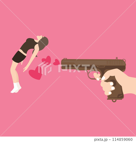 shot girl gun kill with love heart symbol 114859060