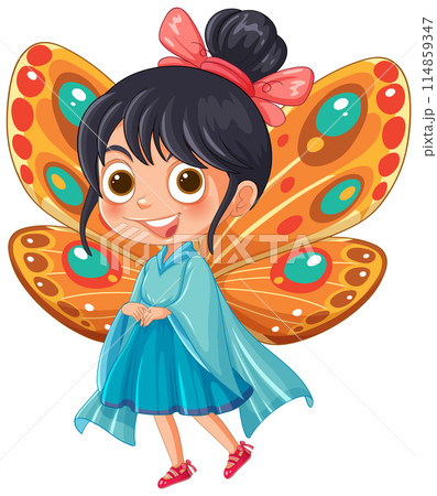 Butterfly Girl in Colorful Costume Butterfly Girl in Colorful Costume 114859347