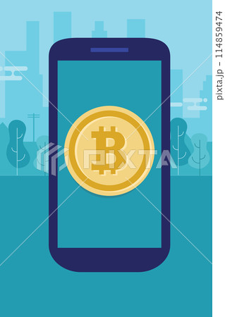 mobile bitcoin on smart phone modern payment digital technology transaction electronic currency 114859474