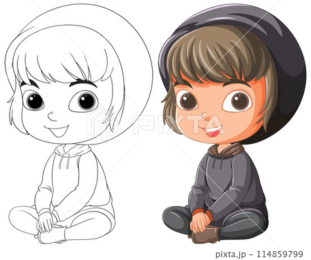 Vector Illustration of a Cute Cartoon Kid Vector Illustration of a Cute Cartoon Kid 114859799