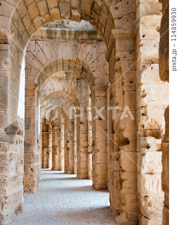 View of Amphitheatre of El Jem in Tunisia View of Amphitheatre of El Jem in Tunisia 114859930