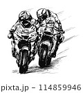 Drawing of motorcycle racing  114859946