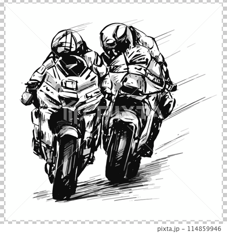 Drawing of motorcycle racing  114859946
