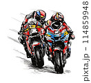 Drawing in color of motorcycle racing  114859948