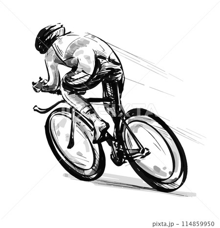 Drawing of road bicycle racing  114859950
