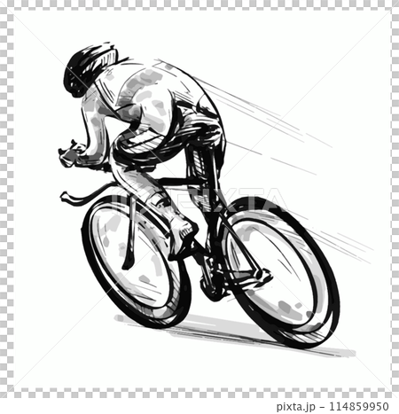 Drawing of road bicycle racing  114859950