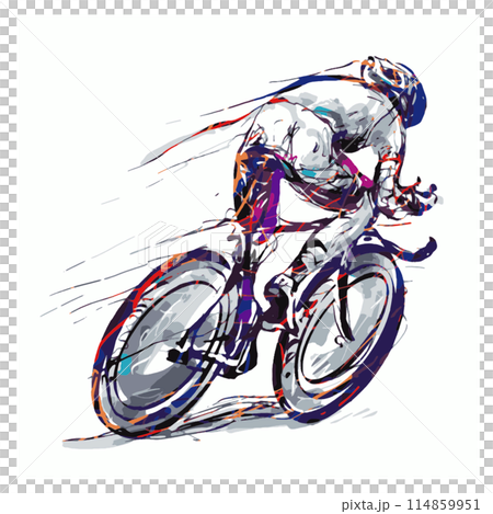 Drawing color art lines of road bicycle racing  114859951