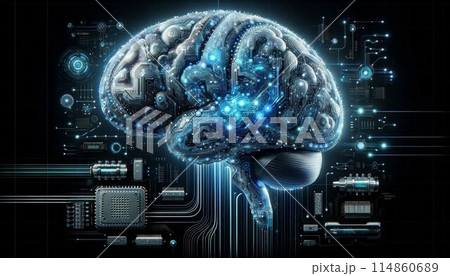 黒背景に浮かぶ世界の脳と脳 114860689
