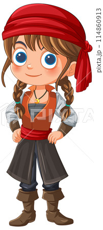 Cute Cartoon Pirate Girl Illustration Cute Cartoon Pirate Girl Illustration 114860913