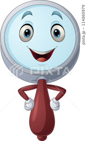 Cartoon happy magnifying glass posing  114860979
