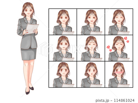 笑顔で説明をするOL 114861024