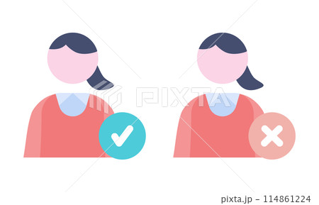 女性　チェック　バツ 114861224