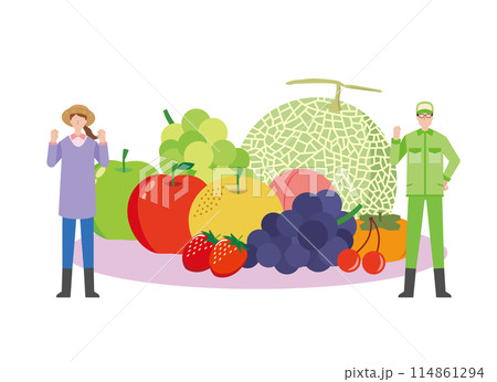 果物と農家夫婦 果物と農家夫婦 114861294