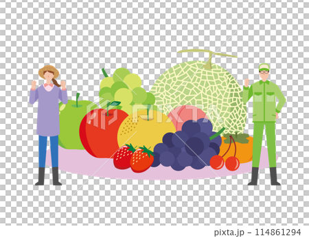 果物と農家夫婦 果物と農家夫婦 114861294