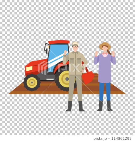 Farmer couple with tractor 114861295