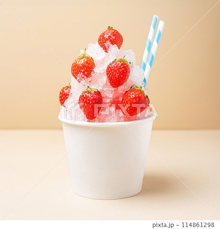 いちご味　かき氷・氷菓子（モックアップ） 114861298