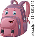 Smiling cartoon school pink backpack character 114861442