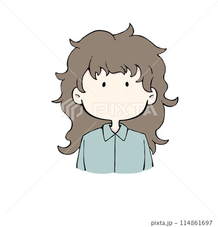 湿気で髪がボサボサの寝起きの女性(ロング) 114861697