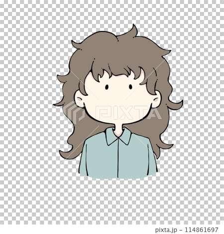 湿気で髪がボサボサの寝起きの女性(ロング) 114861697